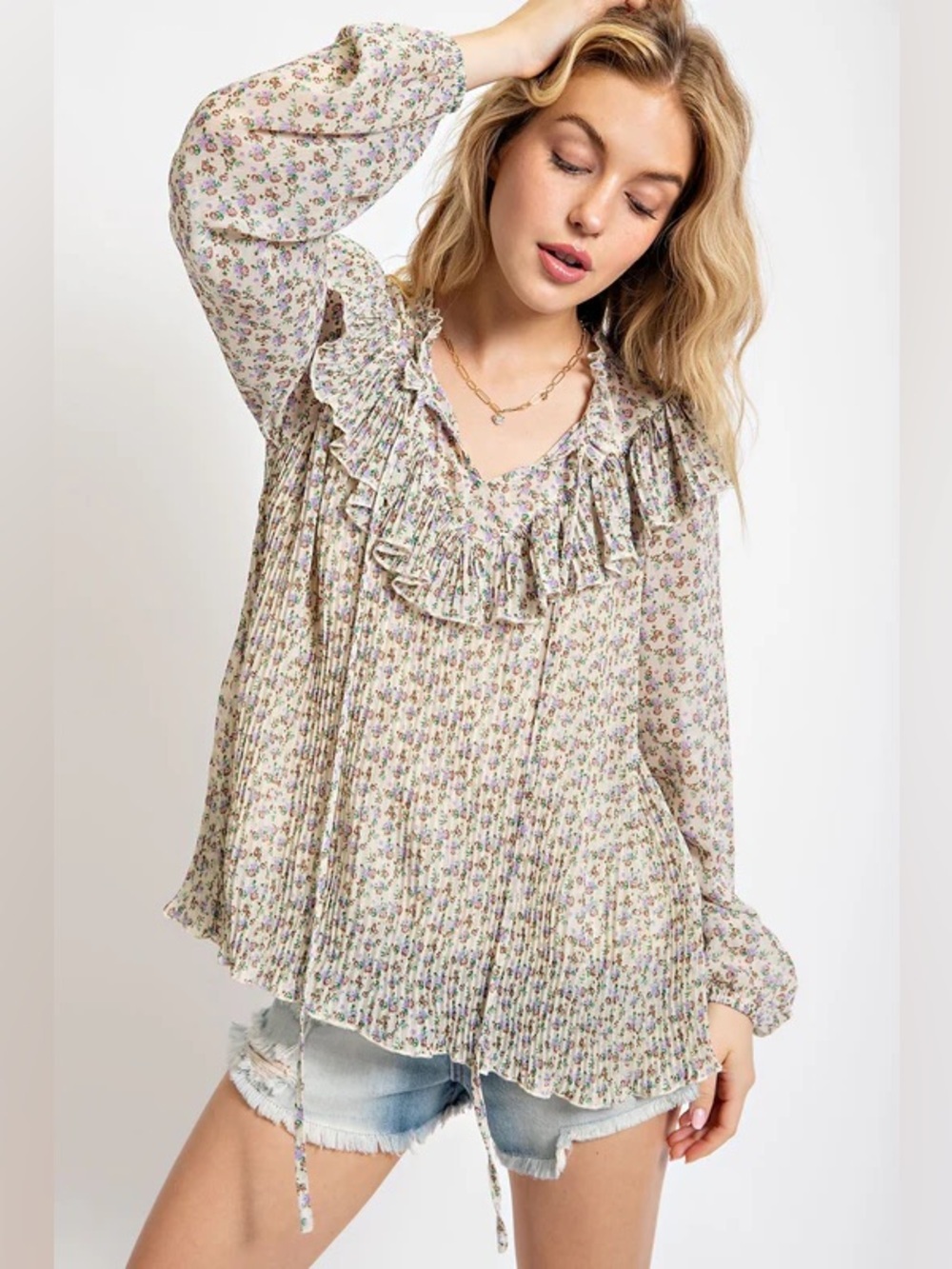 Easel Floral Boho Cottagecore Blouse NWT